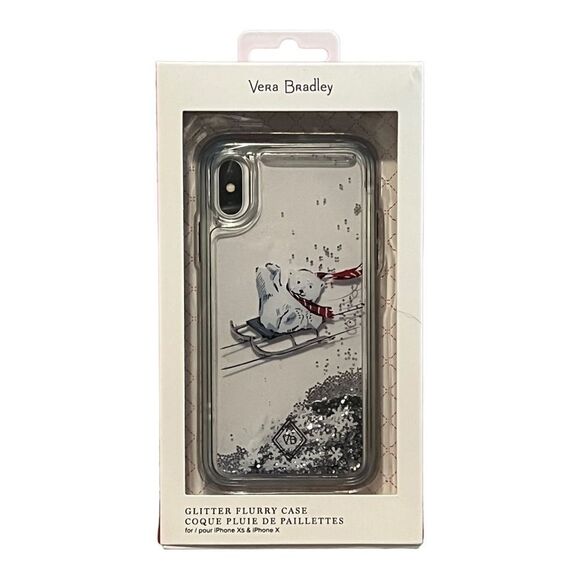 Vera Bradley Polar Bear Glitter Flurry Case for iPhone Xs & X EUC - Picture 1 of 3
